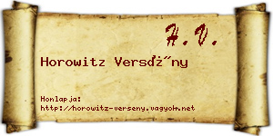 Horowitz Versény névjegykártya